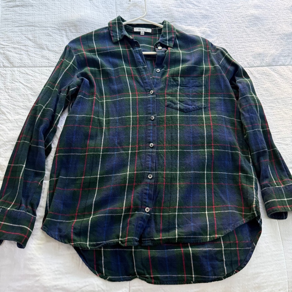 Madewell Flannel Oversized Boyfriend Shirt (XXS)